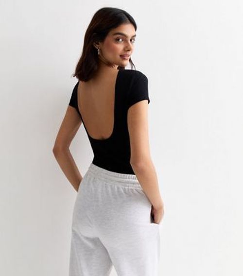 Black Backless Stretch-Cotton...