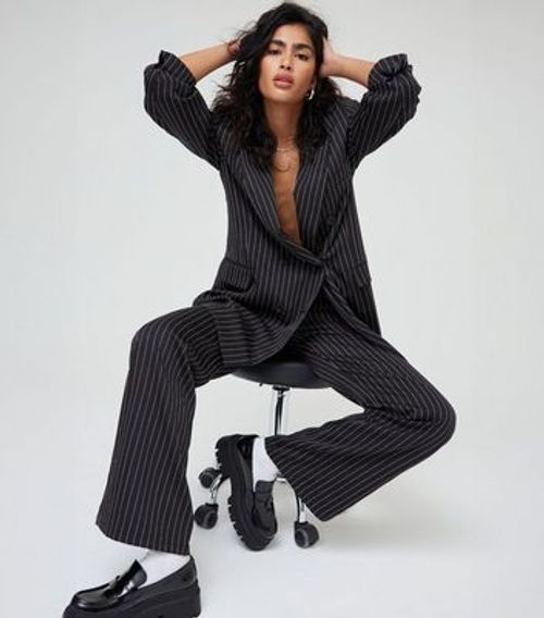 WKNDGIRL Black Pinstripe High...