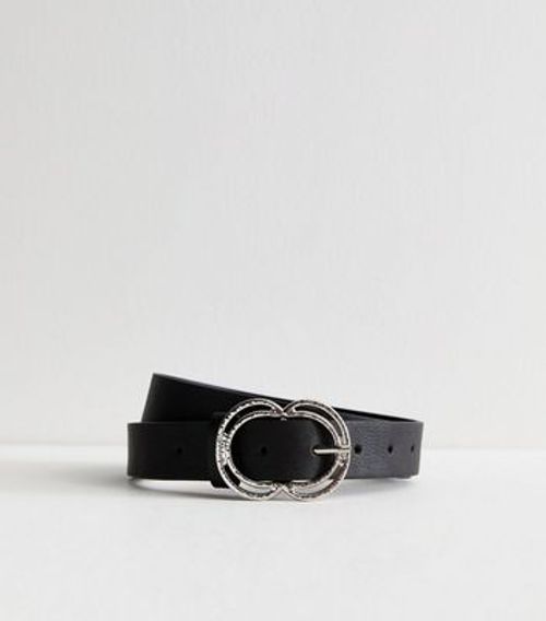 Black Leather-Look Double Buckle Belt New Look