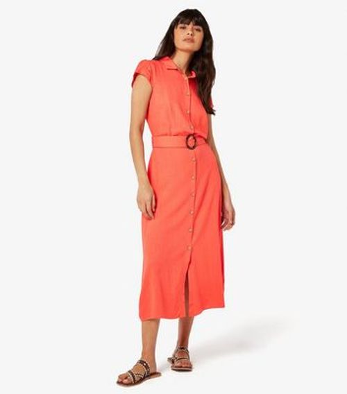 Apricot Red Short Sleeve Midi...