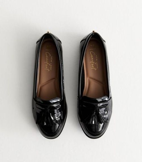 Wide Fit Black Patent Tassel...