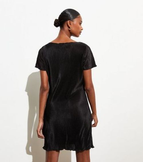 Black Plissé Mini Dress New...