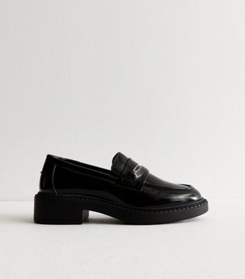 Black Leather-Look Loafers...