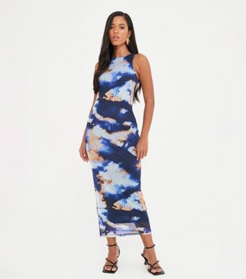 WKNDGIRL Blue Abstract Mesh...