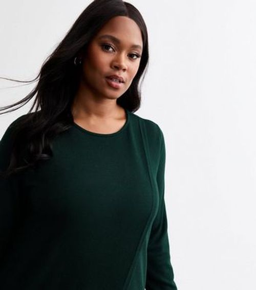 Curves Soft Touch Green Longline Wrap Top New Look