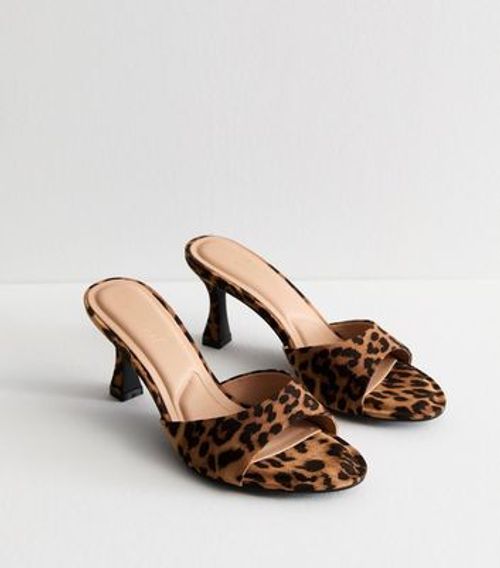 Stone Leopard Print Heeled...