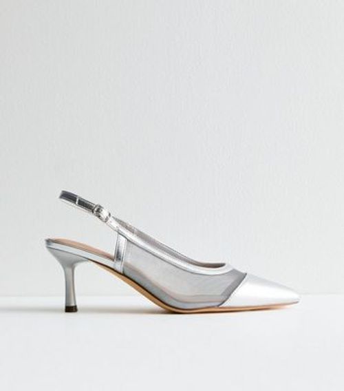 Silver Mesh Slingback Heel...