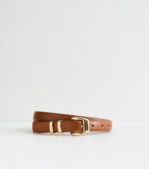 Tan Leather Look Skinny Belt...