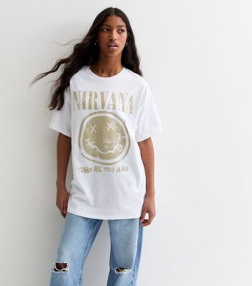 Girls White Oversized Nirvana...