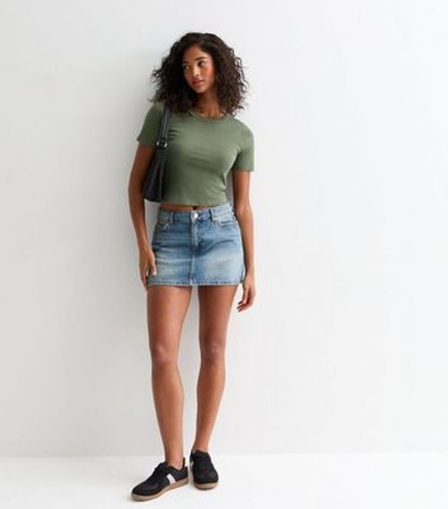 Khaki Mini Cotton Cropped...