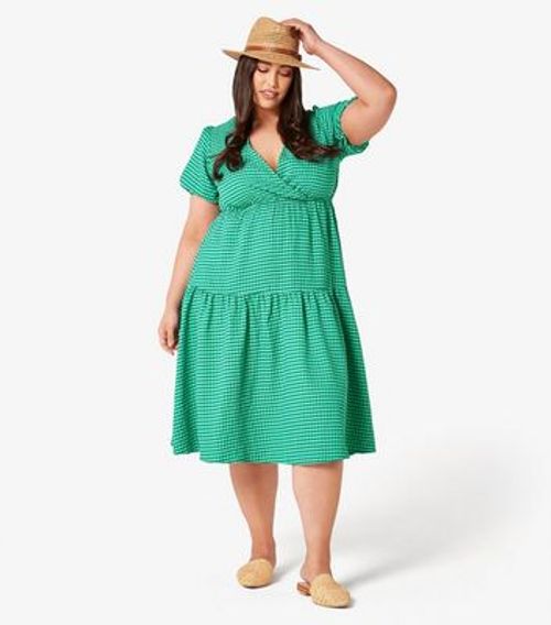 Apricot Curves Green Gingham...