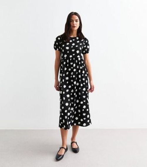 Black Polka Dot Puff Sleeve...