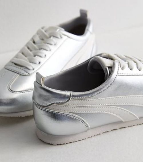 Silver Leather-Look Seam...