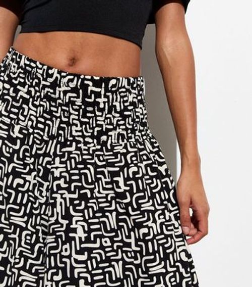 Black Abstract Print Wide Leg...