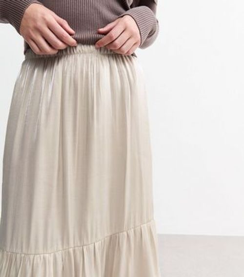Cream Shimmer Midi Skirt New...