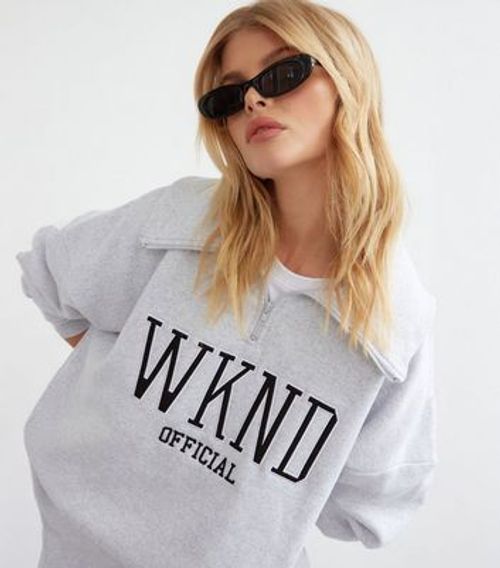 WKNDGIRL Pale Grey Half Zip...