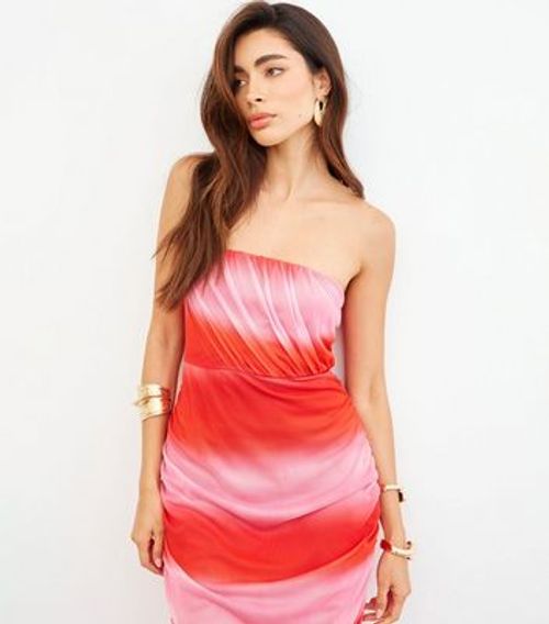 WKNDGIRL Mid Pink Mesh Bandeau Maxi Dress New Look