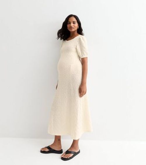 Maternity Off White Crinkle Midi Dress New Look