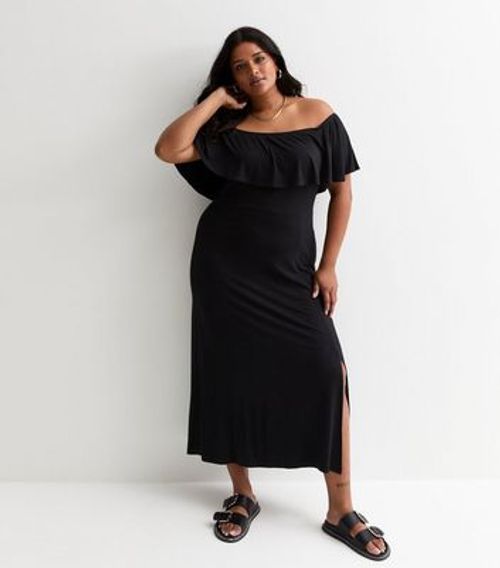 Curves Black Bardot Midi...