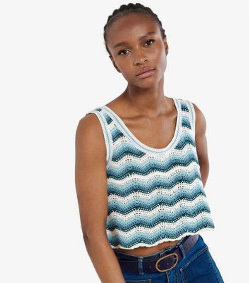 Apricot Blue Crochet Crop...