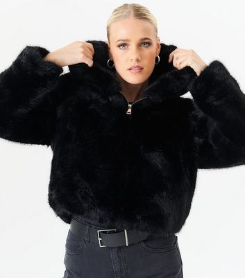 Blue vanilla black faux fur reversible coat hotsell