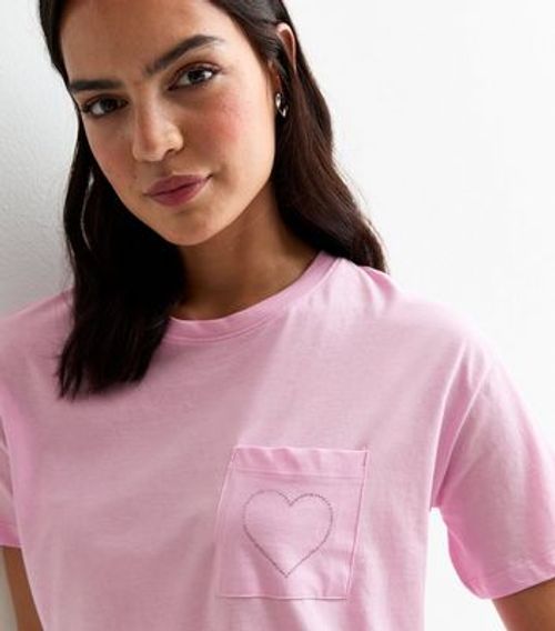 Pink Heart Pocket Boxy Cotton...