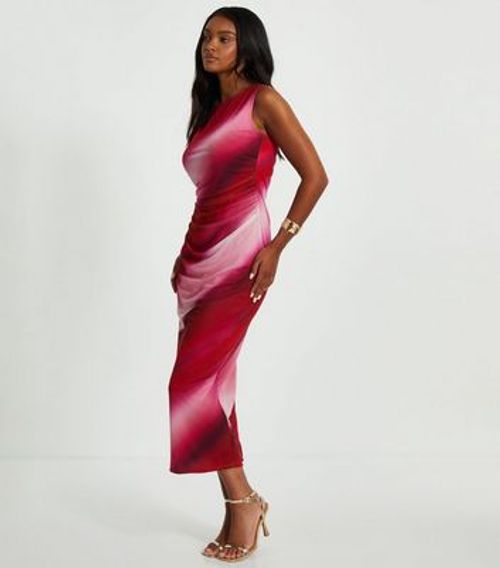 QUIZ Deep Pink Mesh Midi Dress New Look