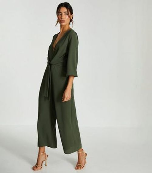 QUIZ Khaki Wrap Crop Jumpsuit...