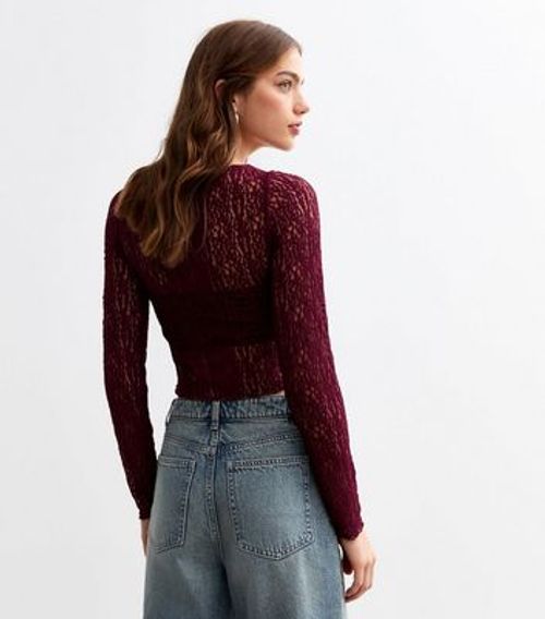Burgundy Lace Long Sleeve Top...