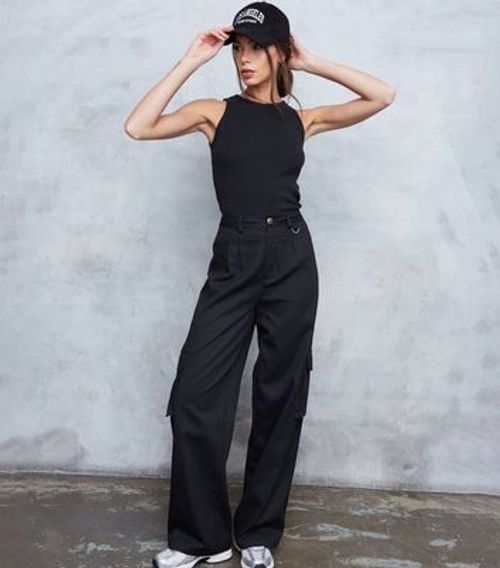 WKNDGIRL Black Wide Leg Cargo...