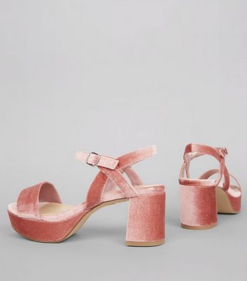 pink velvet platforms