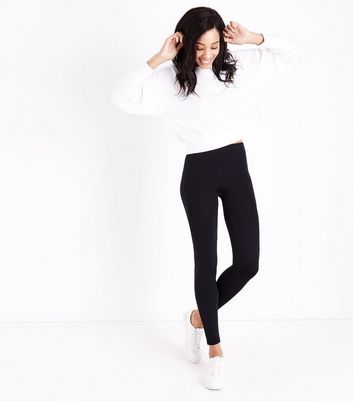 Black Fleece Lined Leggings New Look 