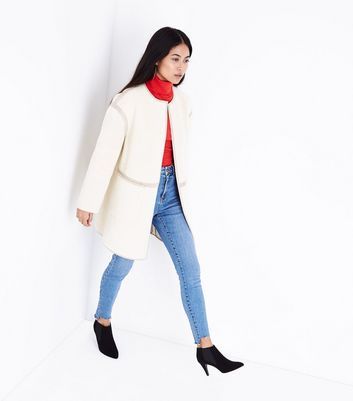 collarless teddy coat