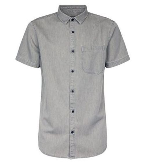 Men's Grey Short Sleeve Denim...