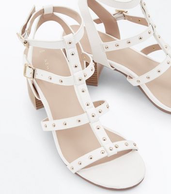 studded gladiator sandals block heel