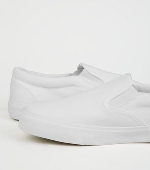 White Canvas Slip On Trainers...