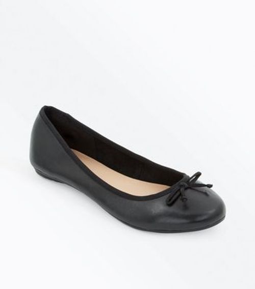 Opførsel Predictor foretrækkes Wide Fit Black Leather Ballet Pumps New Look | Compare | The Oracle Reading