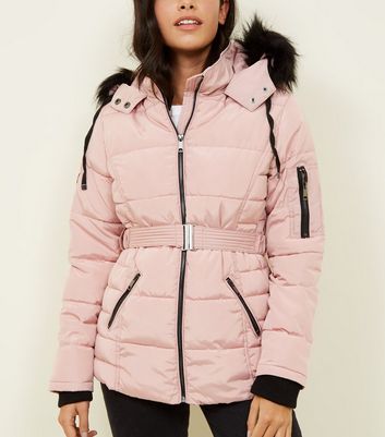 pale pink puffer jacket