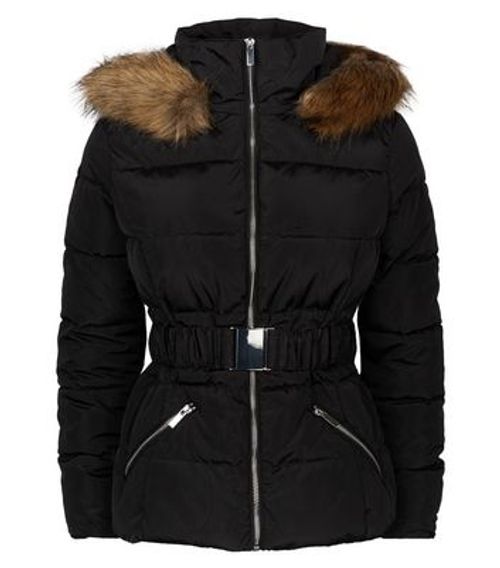 Petite Black Faux Fur Hooded Belted Puffer Jacket New Look Compare The Oracle Reading Petite Black Faux Fur Hooded Belted, Black Faux Fur Hooded Belted Puffer Coat