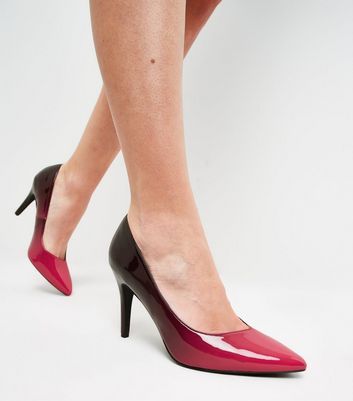 Wide Fit Bright Pink Ombré Court Shoes 