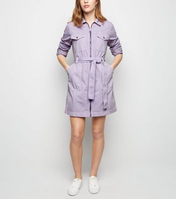 lilac denim dress