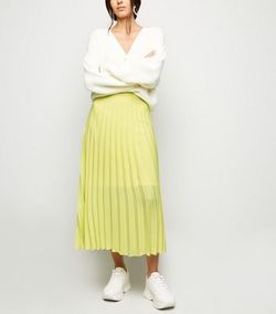 Green Pleated Midi Skirt New Look