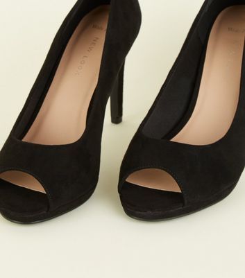 black open toe heels wide