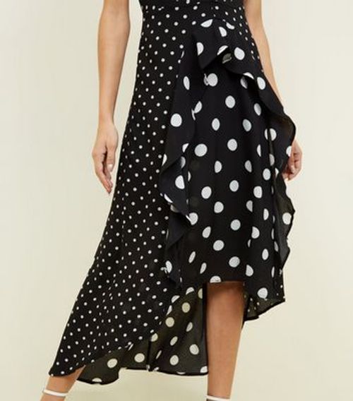 Ax Paris Black Spot Print Frill Midi Dress New Look Compare Union Square Aberdeen Shopping Centre