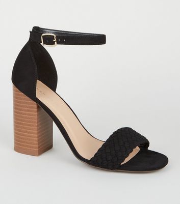 Black wooden block heel sandals sale