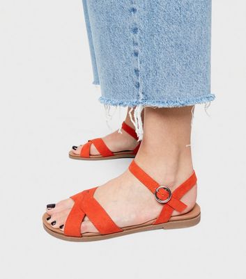 Wide Fit Red Cross Strap Footbed Sandals New Look Vegan Compare