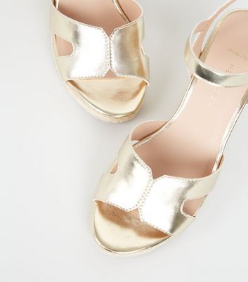 Buy Sosandar Gold 2 Part Sandal Cork Wedge from Next Ireland