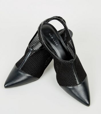 Black Mesh Slingback Shoe Boots New 