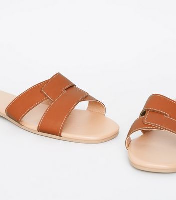 new look tan sliders