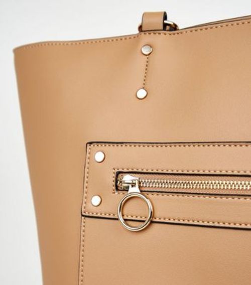 Camel Leather-Look Tote Bag...